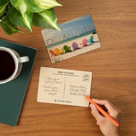 Ocean City, New Jersey, Colorful Beach Chairs (4x6 Birch Wood Postcards, 2-Pack Stationary, Rustic Home Wall Decor)