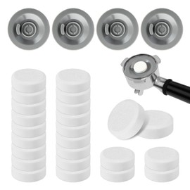 24 PCS Cleaning Tablets and 4 PCS Rubber Backflush Disc for Breville, 54mm Espresso Backflush Cleaning Discs for Breville Machines and Ninja Luxe Cafe, Clean Interior Parts and Portafilter