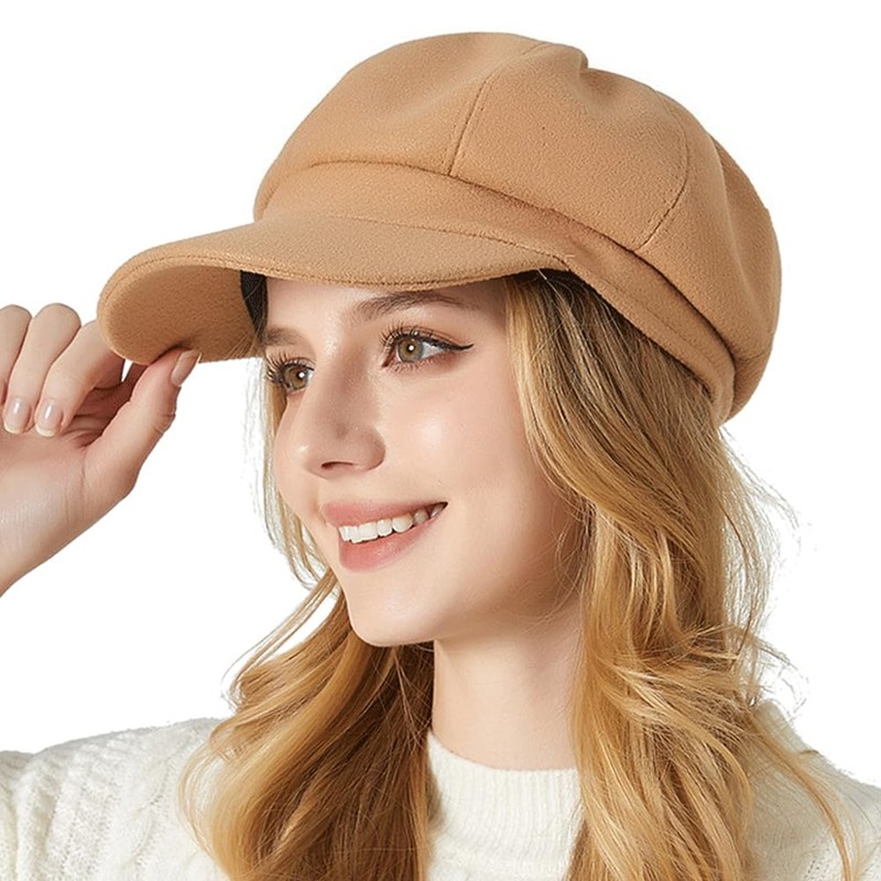 Redwestmelon Women's Newsboy Cap Retro Plaid Octagonal Hat Outdoor Sun