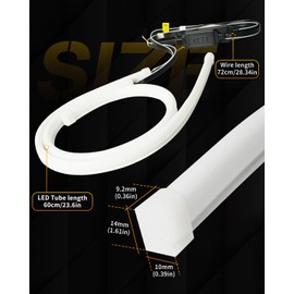 Qasim - Tira de luces LED de 24 pulgadas para coche DRL diurna de 12 V para faros delanteros automáticos, 60 cm, color blanco/ámbar que fluye