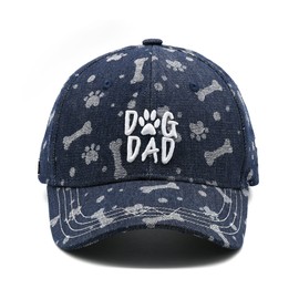 Waldeal Dog Dad Baseball Cap for Dog Lover, Adjustable Dad Hat for Men Blue