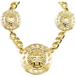 GWOOD Egyptian Three Pendants with 19 Inch Cuban Link Necklace Gold Color