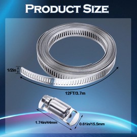 maierke 304 Stainless Steel Hose Clamp Assortment Kit,DIY 12FT Metal Strap + 8 Stronger Fasteners,Adjustable Large Worm Gear Hose Clamps Screw Clamps for Pipe,Duct,Tube,and Fuel Line