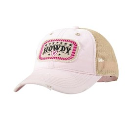 ARIAT Ladies Howdy Shield Embroidery Cap, Light Pink