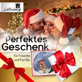 Lüttenburg Set of 4 Pocket Warmers for Children Reindeer Rudolph - Reusable Hand Warmers Round Gift for Christmas - Christmas Pocket Heating Cushion for Bending - Advent Calendar Filling