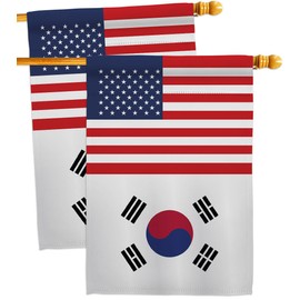 South Korea US Friendship House Flags 2 pcs Pack Regional USA American Alliance World Country Particular Area Small Decorative Gift Yard Banner Double-Sided Made In 28 X 40