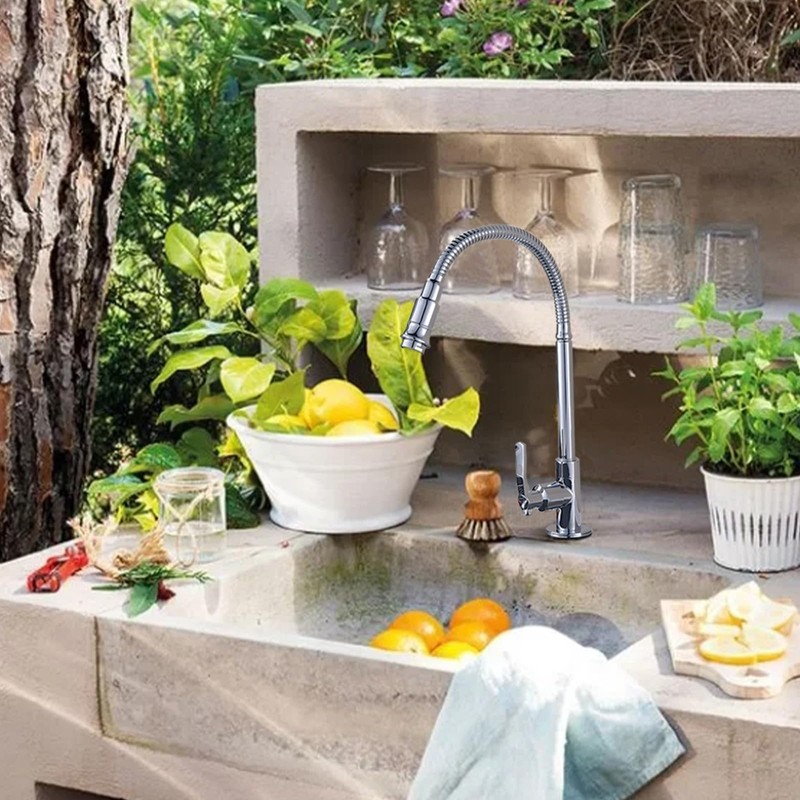 Inchant Outdoor Kitchen Sink Faucet - 360° Rotatable Single Hole
