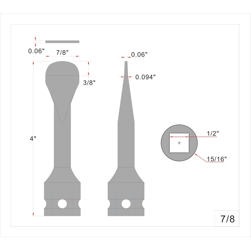 1/2-inch Drive Slotted Screwdriver Bit Socket/Drag Link Socket/Coin Driver, 7/8"