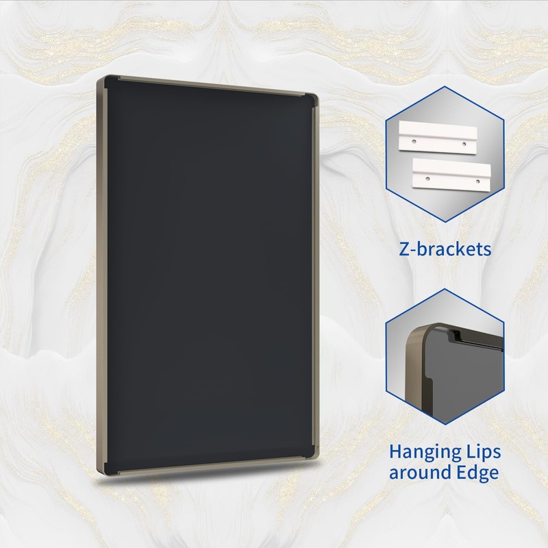 WEER 24x32 Inch Bronze Bathroom Mirror - Brushed Bronze Frame