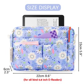 Multi-functional Portfolio Organizer, Waterproof Travel Pouch Zippered Case,Journal Supplies Storage Case for Notebooks,Make-up, Office Supplies.Purple Flowers