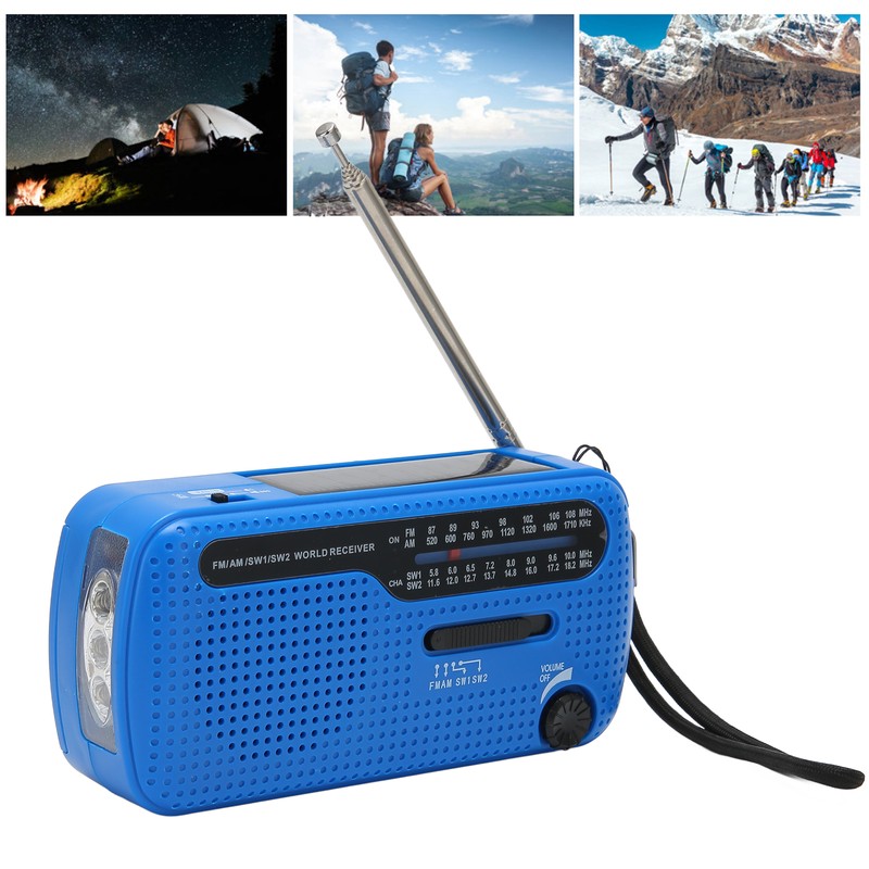 Hand Crank Solar Radio AM FM SW1 SW2 Camping LED