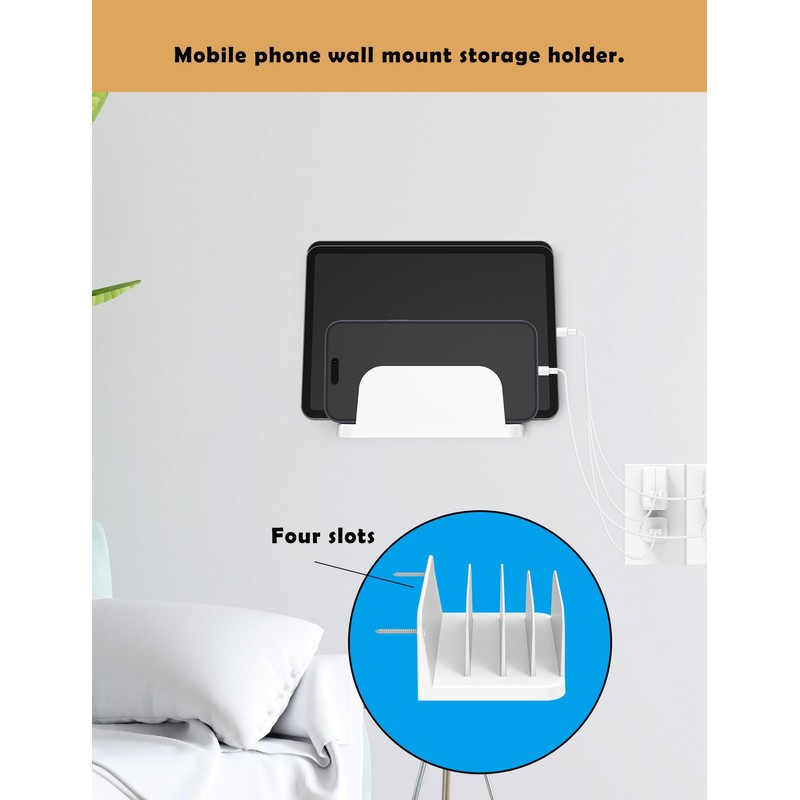 TYAMTOGSM Phone Wall Mount Storage Organizer, (White)