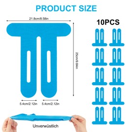 Pack of 10 Blue PreCut Kinesiotapes Knee, Kinesiology Tape, Without Shere, Waterproof & Elastic Physio Tape for Knee Pain
