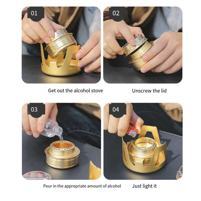 Outdoor Mini Alcohol Stove Kit, Ultra-Light and Portable Camping Stove,