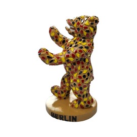Berlin Bear Statue 10 cm - Polyresin in Mosaic Look, Hand Painted, Lightweight Souvenir with Berlin Pedestal - Cultural Decoration