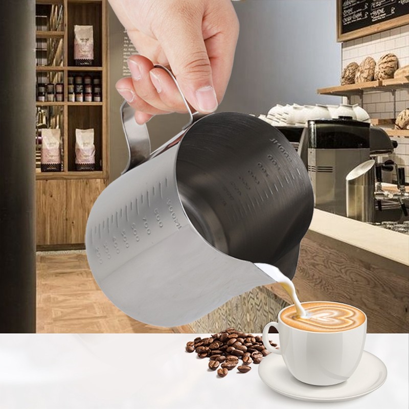 Stainless Steel Measuring Cup Coffee Jug Milk Frothing Pot Espresso