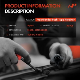 A-Premium 30PCS Nylon Retainer Clips Screw-Type with Open End Compatible with Subaru Outback Legacy 2000-2004, Tribeca 2008-2014, B9 Tribeca 2006-2007, Baja 2003-2006 - For 7mm Hole