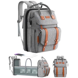 ISMGN Diaper Bag Backpack with Changing Station, Large Diaper Bag, Baby Bag, Multifunctional Diaper Bag, Gray