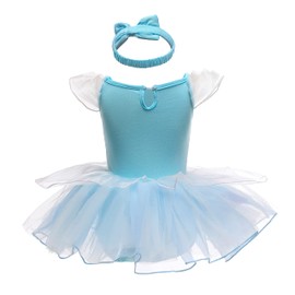 Lito Angels Princess Cinderella Dress with Headband for Baby Girls, Bodysuit Romper Costume Fancy Dress, Size UK 12m, 12–18 Months, Blue 299