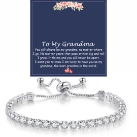Fehki Gifts for Mum/Grandma/Sister/Nanny/Wife,Tennis Bracelet for Women Teen Girls Birthday Christmas Valentines Day Graduation Gifts for Women Girls (02.Grandma)