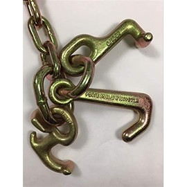 AutoHauler Supply - 6 ft Auto Transport Flatbed Chain with RTJ Cluster Hooks+Grab 4700 lbs WLL 5/16" Grade 70 (4)