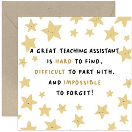 Old English Co. Thank You Card for Teaching Assistant - Appreciation Card from Pupil Student - End of School Year, Retirement, Leaving for Her or Him - Thank You Card | Blank Inside with Envelope