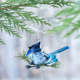 Ganz Midwest KK632 Kissing Krystals Blue Jay Faceted Jeweled 3.75 Inch Acrylic Christmas Décor Hanging Ornament
