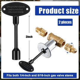 Tondiamo 2 Pcs Universal 3-Inch Gas Valve Key Fireplace Key for Gas Fire Pits Polished Brass Replacement for Outdoor Fireplace Fits Both 1/4-in and 5/16-inch Turn Ball(Black)