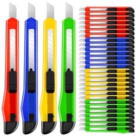 JOYUMY 28 Pack Utility Knife, Retractable Box Cutters, 9mm Wide Snap Off Blade Cutter, Compact Utility Knives Box Knife, Extended Use for Office, Craft, Razor Knife, Paper Knife, Box Opener