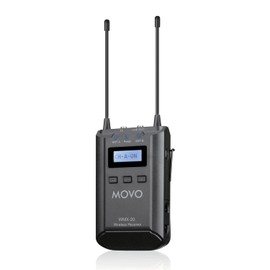 Movo WMX-20-RX Receiver for Wireless Lavalier Microphone System - For WMX-20 UHF Wireless Microphone System - Pairs w/ 2x Lapel Microphone Wireless Transmitters - Headphone Monitoring for Wireless Mic