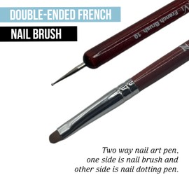 NEVI USA 2-Piece Sable Brush Set: Professional Acrylic French Manicure Clean-up Brush and Bend Nail Dotting Pen | Essential Tools for Precision Nail Art and Clean Cuticles (#8)