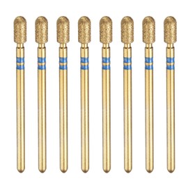 sourcing map 8pcs 120-140 Grits Diamond Grinding Bit 3.5mm Cylindrical Ball Head 2.35mm Shank 7mm Length Titanium Plated Stone Sanding Drill Bits Rotary Tool for Nails Grinding Polishing, Blue