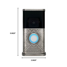 Art Deco Video Doorbell Cover (Compatible with Ring 3, 3 Plus, 4, Battery Plus, and Battery Pro) (Antique Pewter)