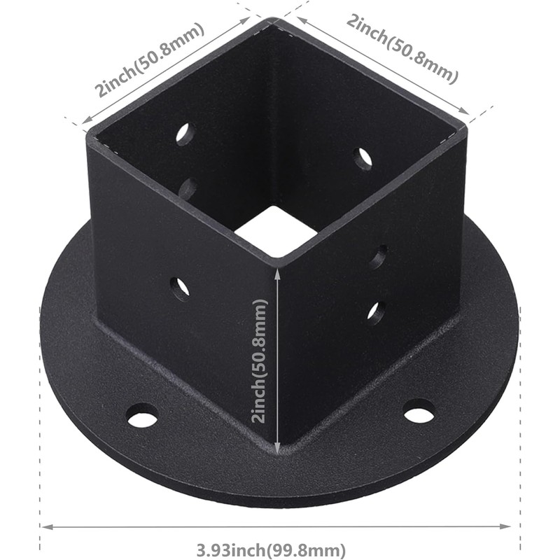 VANROUG 2 x 2 Square Fence Pole Flange Base Pergola