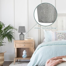 Sucolite Small Table Lamps Set of 2, Bedside Nightstand Lamps for Bedroom Kid’s Room, Cute Desk Lamps with Studded Texture Base for Reading Nursery Living Room Office, Grey