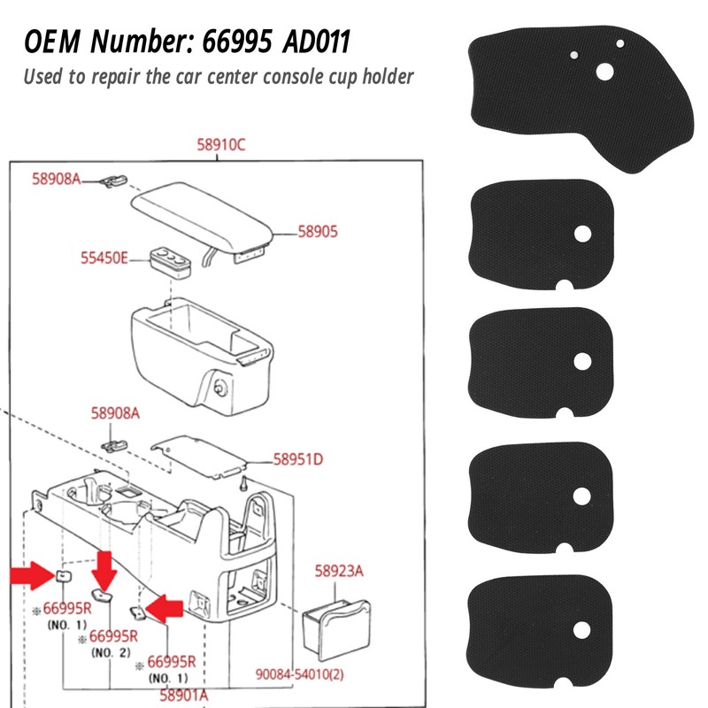 5PCS Cup Holder Rubber Insert 66995 AD011 Center Console Cup
