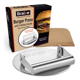 Smash Burger Press Kit with 50 Non-Stick Paper Sheets – 6.5" Heavy-Duty Stainless Steel Grill Tool for Perfectly Pressed, Juicy Burgers – Easy Cleanup & Compact Design for Effortless Storage