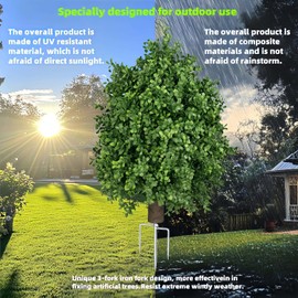 QIANYUN Boxwood Topiary Bush -Artificial Topiary for Outdoors-Evergreen Plants Topiary Ball Tree UV-Resistant Faux Greenery Pot Fillers 1-Pack for Outdoor Front Porch Garden Yard Balcony Decor