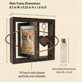 Dog Memorial Gifts for Loss of Dog, Pet Memorial Gifts for Dogs Cats, Rotating Wooden Picture Frame, Funeral Tribute for Beloved Dogs & Cats