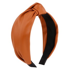 TODDER Knotted Wide Headband Brown Leather Headband Headbands for Women Non Slip Hair Accessories