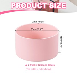 YELARXI Tumbler Boot Silicone Anti-Slip Protective Sleeve Bottom Water Bottle Accessories, 3 Inch Diameter Fit for Stainless Steel Sports Vacuum Flask - 12-40oz (2 Pack, Light Pink)