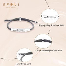 Sterling Silver Bracelets for Women Men, Adjustable String/Rope Bracelets, Couple Bracelets, Friendship Bracelet, Graduates Graduation Gifts for Her Him 2023, School Leavers Gifts