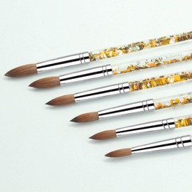 Acrylic Nail Brush YIHUALE Professional 100% Pure Kolinsky Sable Nail Art Brush Transparent Liquid Glitter Handle Acrylic Powder Manicure Pedicure #14