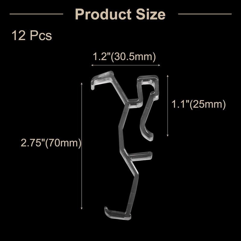 sourcing map 12Pcs 64mm Clear Valance Clips, Hidden Window Blind
