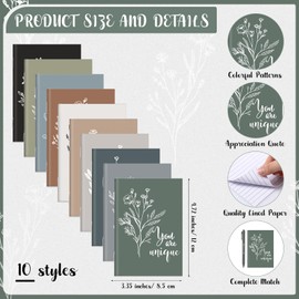 Affrolling 40 Pcs Inspirational Notebooks Motivational Mini Notepads Bulk Aesthetic Mini Notebook with Pen Employees Appreciation Gifts for Social Worker Coworkers Teachers Office (Neutral Colors)