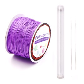 Fukugems Beading Cord for Necklace, Thread for Jewellery Making, Chinese Knot Cord, Inelastic Cord for Bracelet, Cord #72 Purple