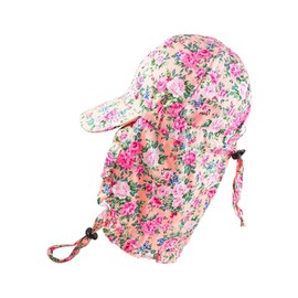 Baby Togs Kids Sun Hat, Girls Sun Cap with Neck Flap, Children Legionnaire Hat, Legionnaires Cap with Floral Pattern, Pink, 0, 2 Years