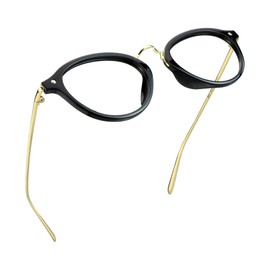 LifeArt Blue Light Blocking Glasses, Anti Eyestrain, Computer Reading Glasses, Gaming Glasses, TV Glasses for Women Men, Anti Glare (Black Gold, No Magnification)