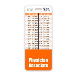 Physician Associate Badge Buddy Vertical w/Height & Weight Conversion Charts (Oversized, Orange)