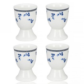 Porcelain Single Egg Cup, Porcelain Holder Breakfast Boiled Cooking: Easy to Clean, Glaze Safety Ceramics Soft Boiled Egg Holder, Breakfast Kitchen Cooking. (Vintage Indigo Set of 4)
